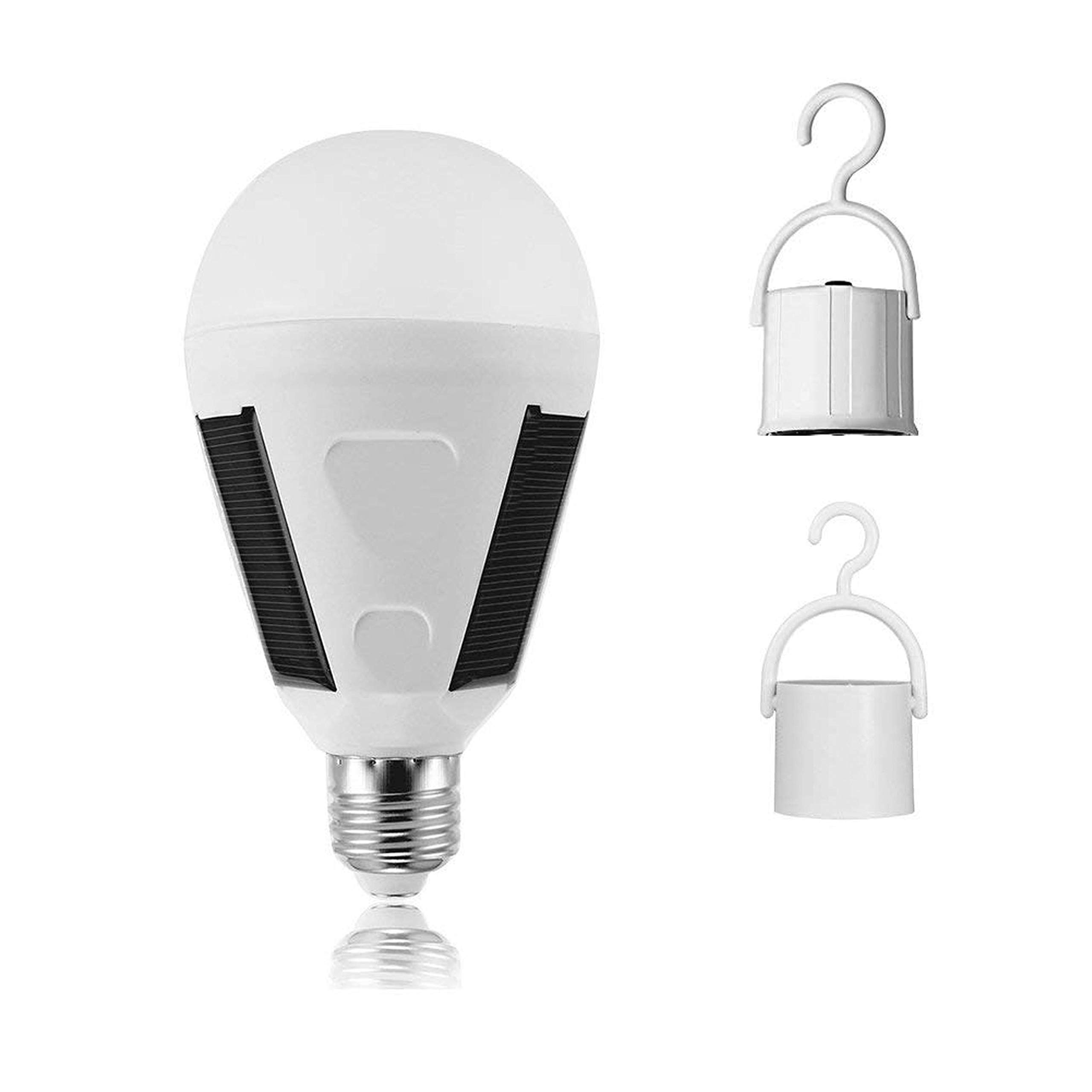 Solar Led Bulb, E27 12W Portable Solar Power LED Light, 6500K Pure White LED Emergency Lighting For Outdoor& Indoor, Rechargeable and IP65 Waterproof