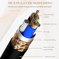 Vista 4 de Tisino Cable XLR, paquete de 2 cables de micrófono XLR macho a hembra, cable de micrófono equilibrado compatible con preamplificadores/sistemas