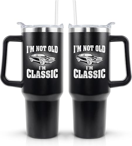 PERRIFIC Vaso de 40 onzas con asa y tapa con popote a prueba de fugas  Best Dad Ever Christmas Birthday Gifts for Dad Father's Day  Vaso de acero