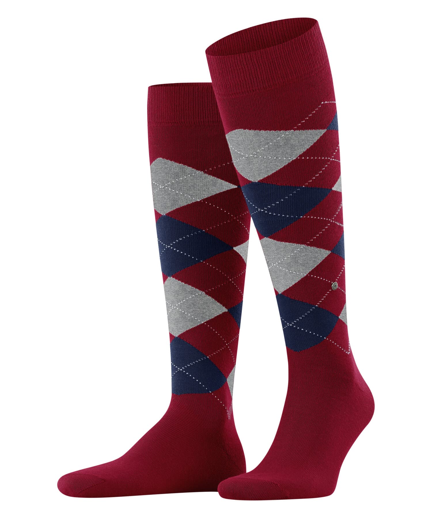 Burlington Men's Pink Red Pepper 8074 King M Kh Cotton Long Patterned 1 Pair Knee-High Socks, 6.5-11