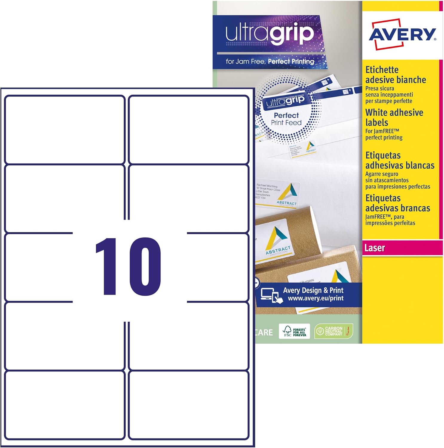AVERY - 600 Mini White Labels - Laser Print - (L7654), Standard, 45.7 x 25.4 mm