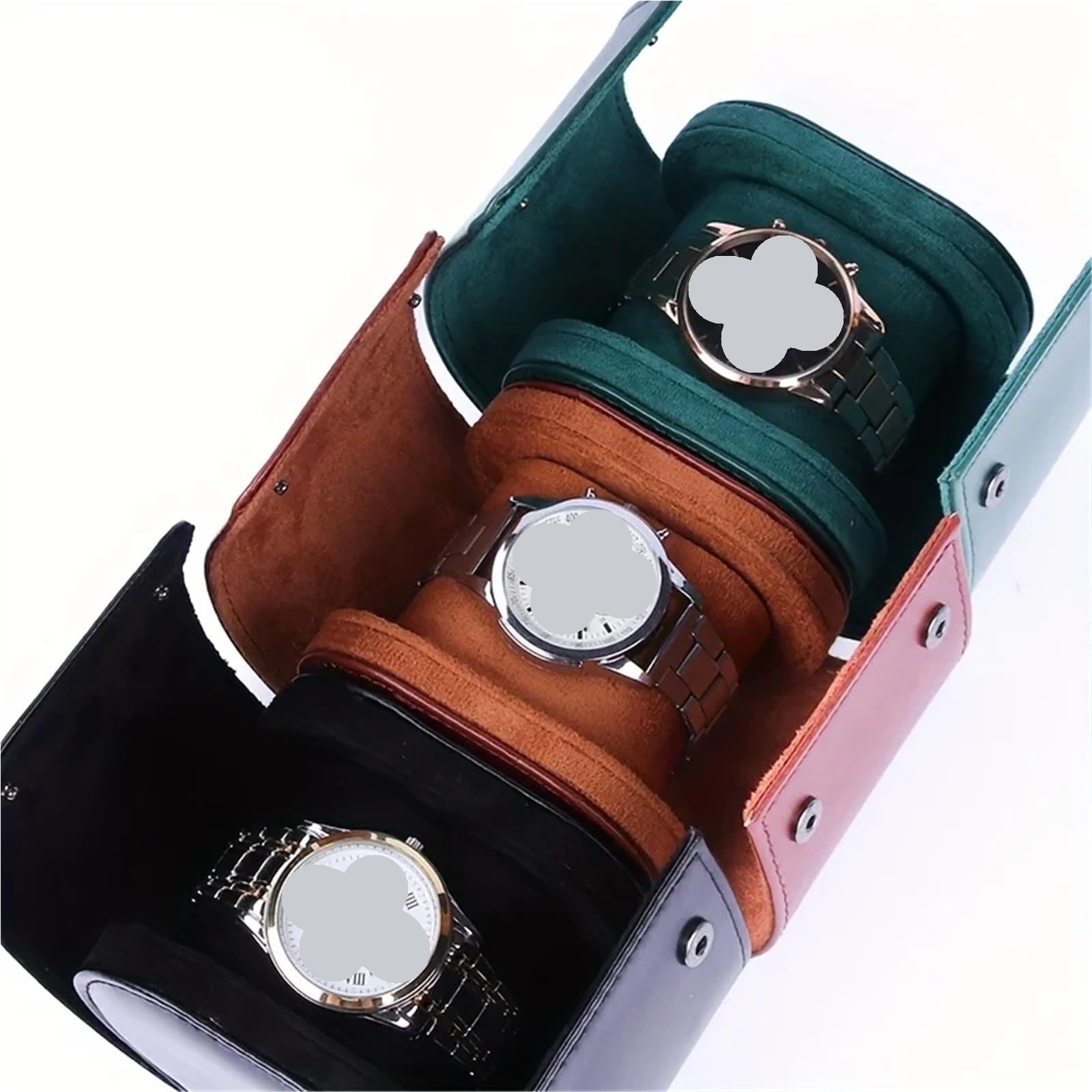 Cassa for Orologio Cilindrica Singola In Pelle Da 2 Pezzi Per Orologi | Scatole regalo con protezione meccanica da viaggio a prova di polvere(Brown)