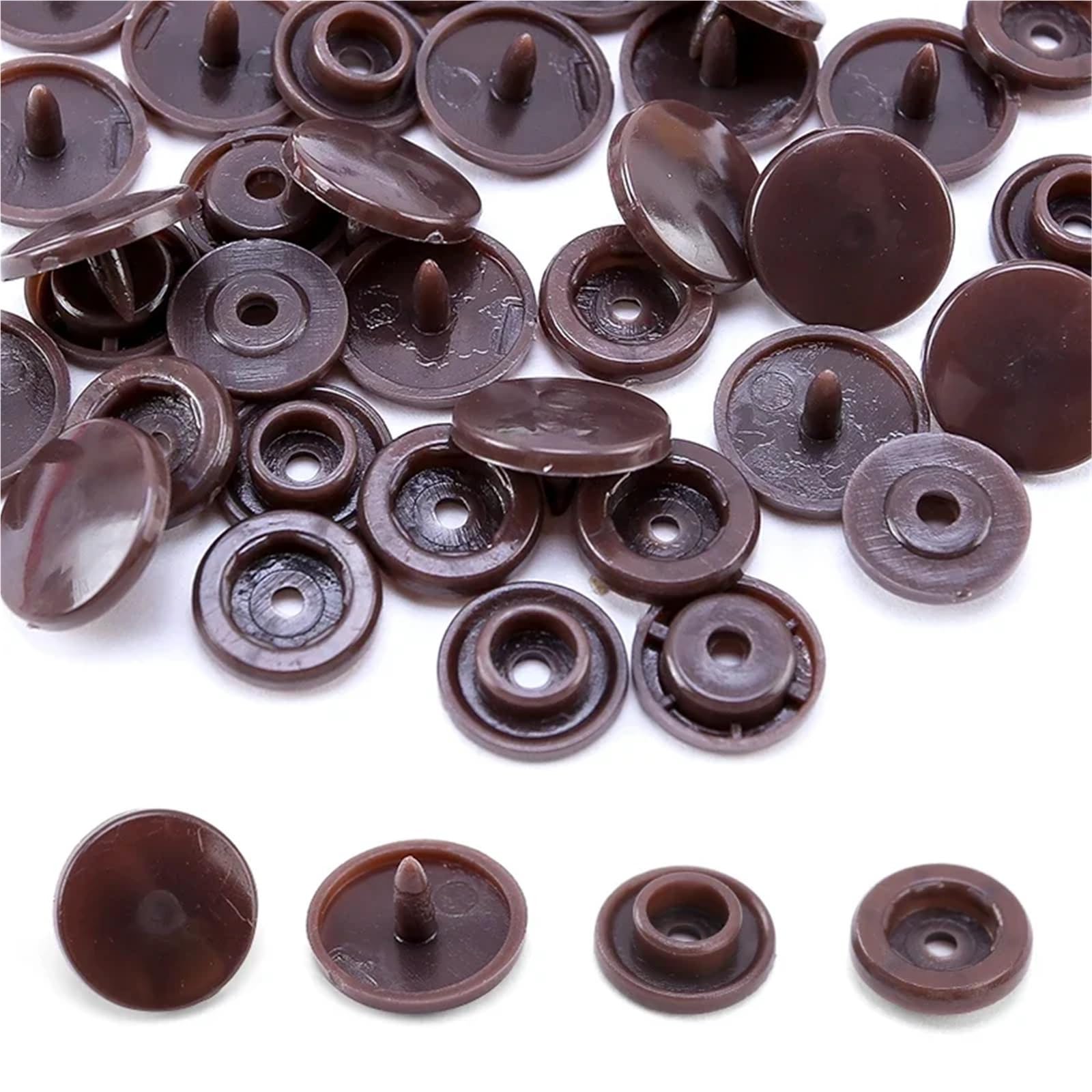 Press Studs Snap 500Set T5 Plastic Snap Buttons for Clothing DIY Garment Press Stud Fasteners Used to Kids Diapers/Bibs/Bags/Folder/(Brown)