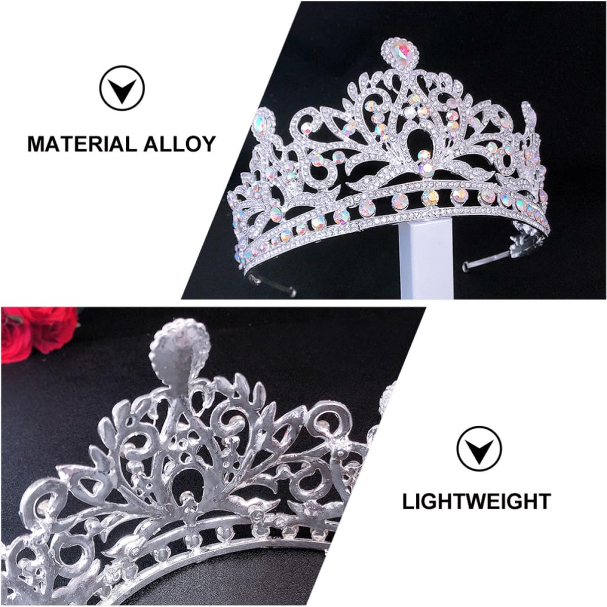 FRCOLOR Baroque Bride Crown Headband with Rhinestones and Crystal