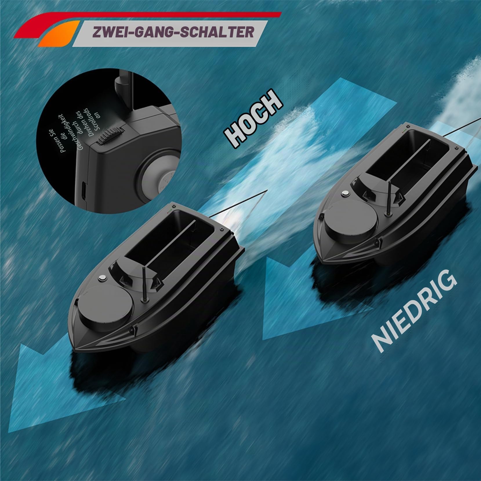 Angelköder-Boot RC-Fischerköderboot 800M Entfernung GPS Köder-Boot GPS Postion Auto Cruise Fernbedienung Angelboot Mit Kabellosem Doppel Motors,20000mAh,3kg (Grundversion)