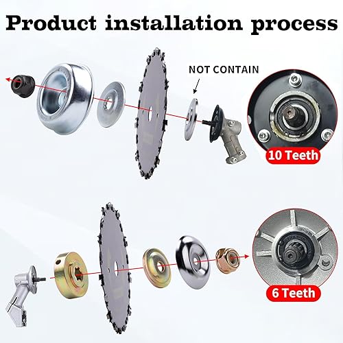 Miniatura 4 de Juego de 2 cuchillas redondas de acero al carbono de 9 pulgadas x 20T, adaptador universal con 3 limas redondas, sombrero y guantes, compatible con