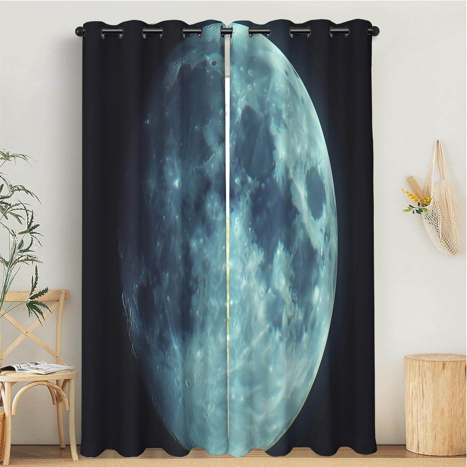 Rideaux occultants 140x175 cm style cinéma noir et bleu pour l'isolation de la chambre