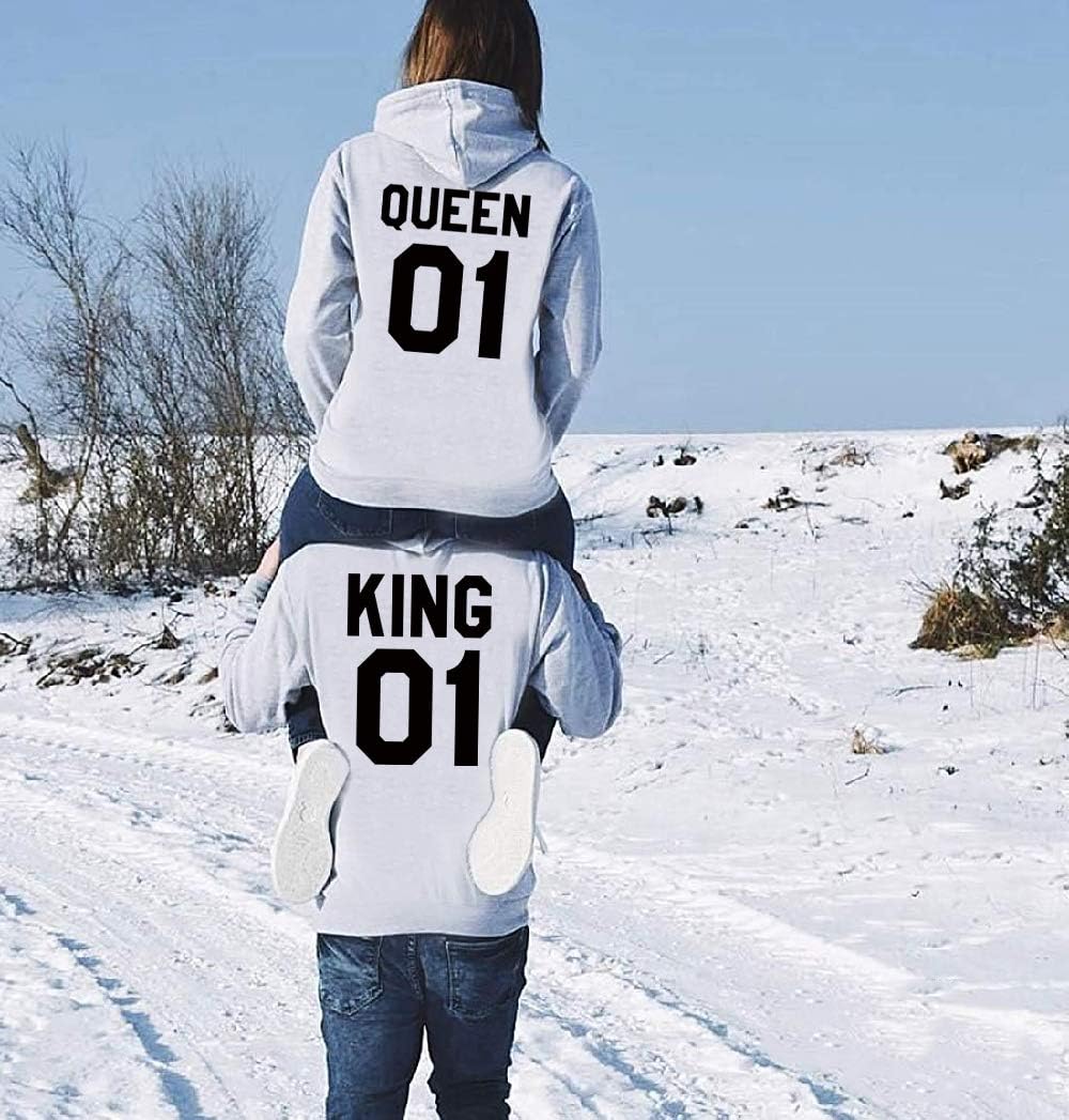 King Queen Couple Hoodies Matching Couple Sweaters His and Her Hoodie Pullover - Image 5