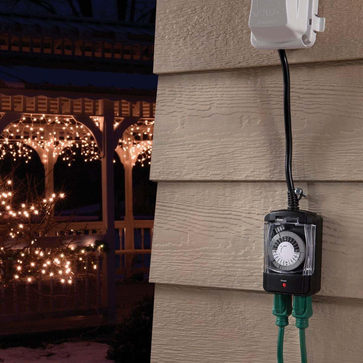 POWER ZONE TNO24111 Timer controlling outdoor string lights