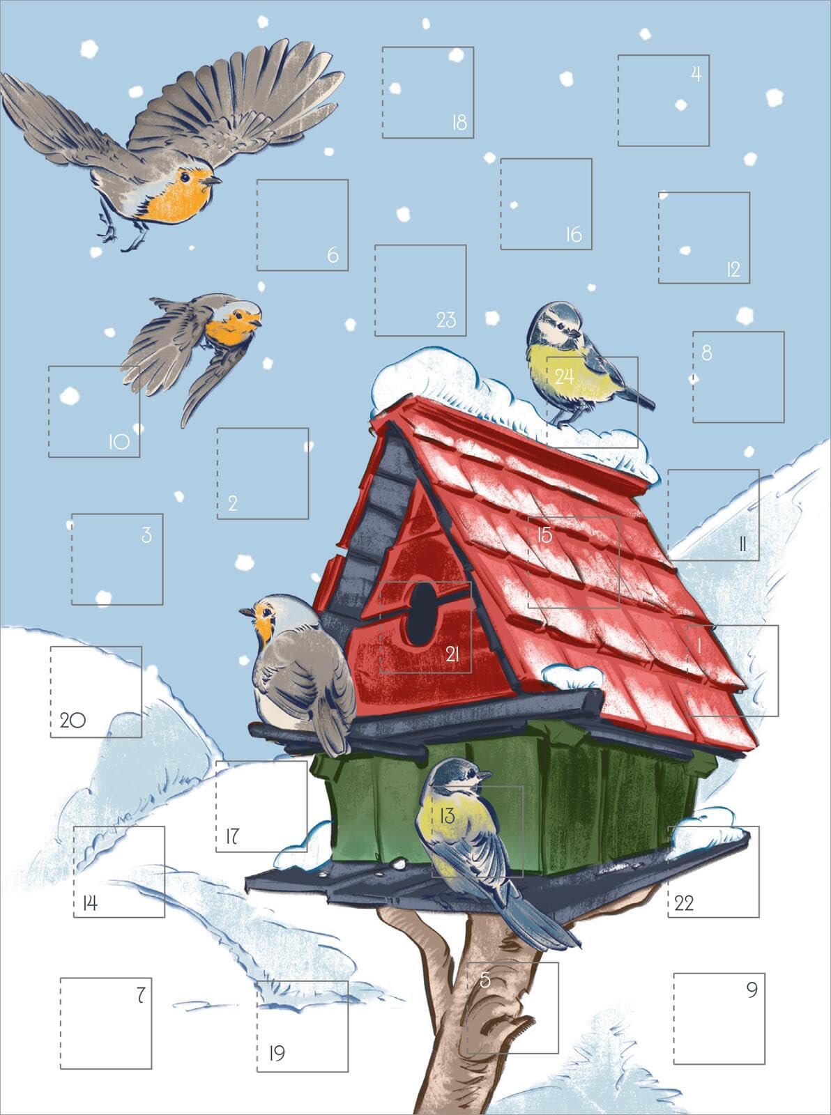 Display Mini-Adventskalender mit Umschlag zum Verschicken Eine wunderschöne Weihnachtszeit: Mit 4 x 9 Ex. | Adventskalender-Postkarten mit 24 Türchen und Kuvert (DIN A6)