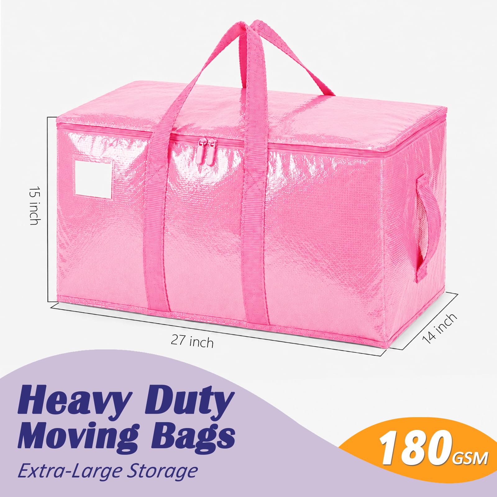 Songrey Extra Large Heavy Duty Moving Bags, 4 Pack, Pink view 2