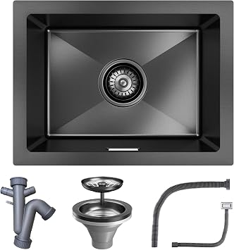 Black Kitchen Sink 40 x 30 cm, Stainless Steel Single Bowl Sink
