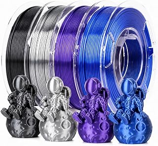 실크 삼색 PLA 필라멘트 1.75mm, 멀티컬러 샤이니 프린팅 소재, 대부분의 FDM 3D 프린터용 3D 프린팅 필라멘트 - 각 250g 스풀 4개 (RBG/RGP)