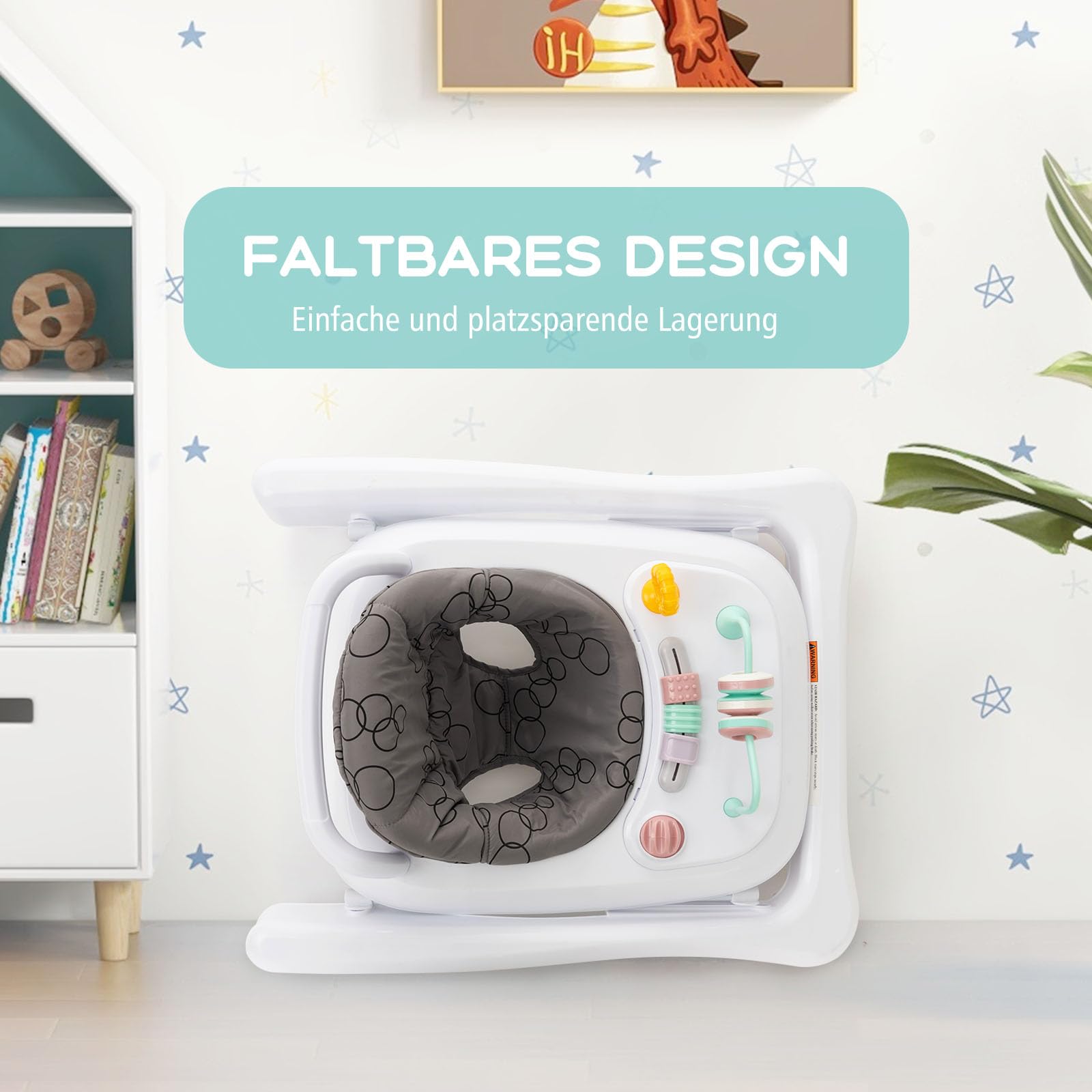 GOPLUS Baby Walker, pomoc do nauki chodzenia 2 w 1, wózek przesuwny z kółkami, ochrona przed przewróceniem, regulowana wysokość i tablet do zabawy, wózek do nauki chodzenia bez chodzenia dla dzieci w