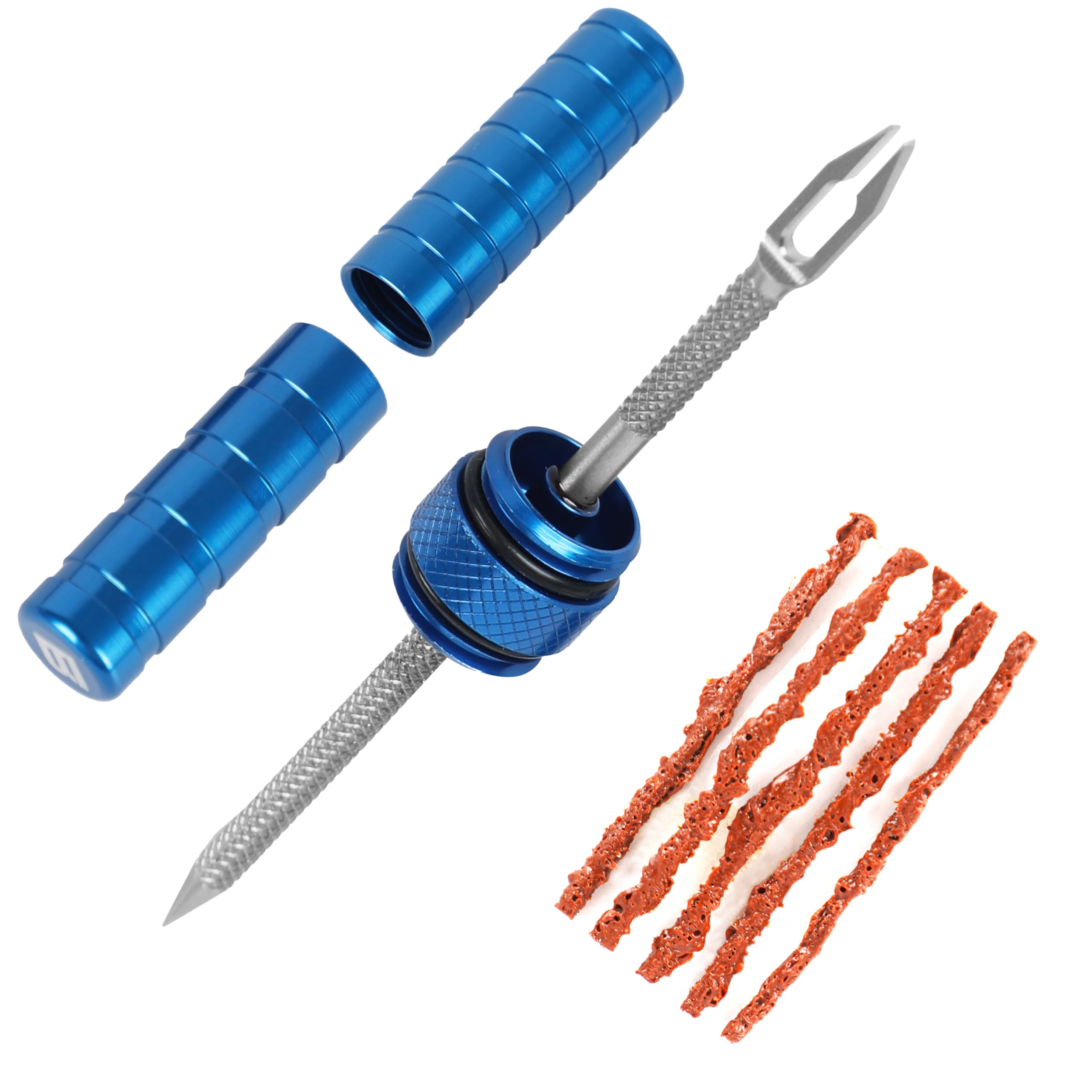 BWSHLF Tubeless Bike Tire Repair Kit for MTB and Road Bicycle Tires, Puncture Kit Include Bacon Strips Embedding Tool Blue