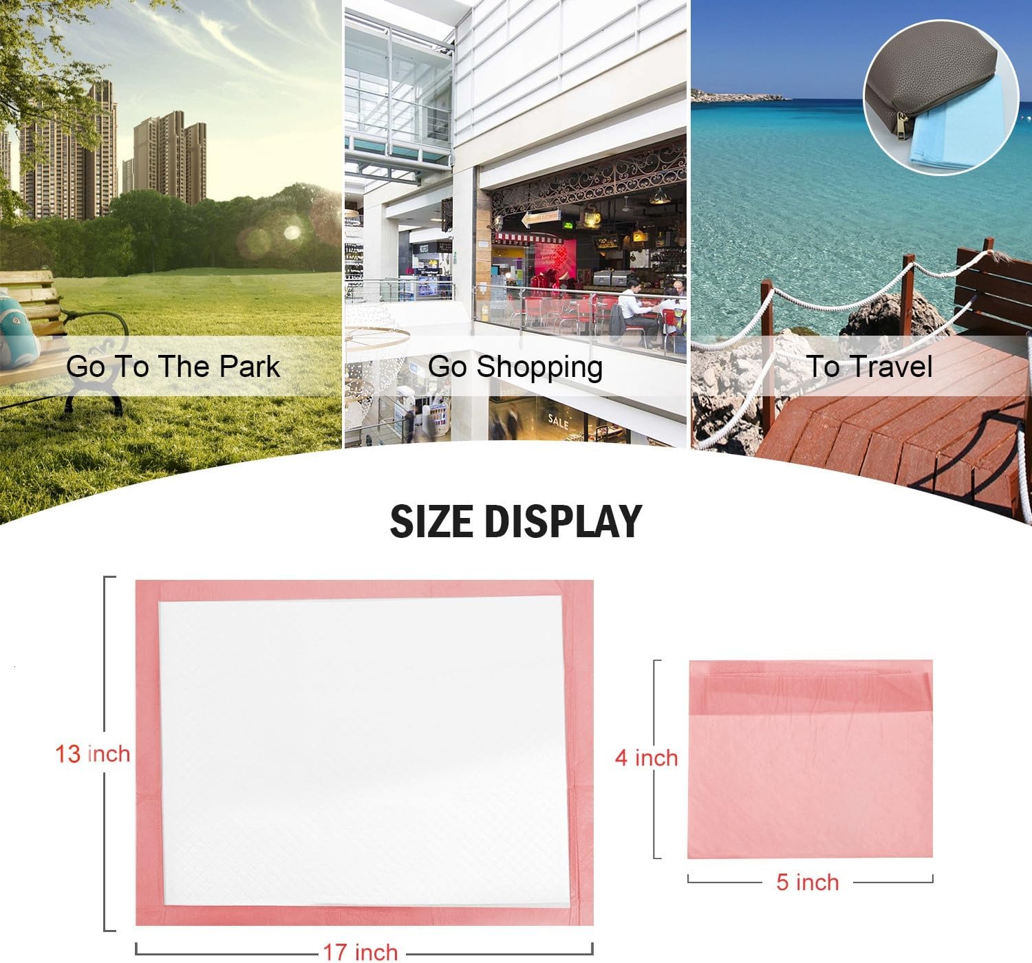 Rocinha Disposable Changing Pads for Baby 100 Pack Waterproof Diaper Changing Pad Cover Breathable Underpads Bed Table Protector Mat Baby Changing Pad Liner, 17 Inches x 13 Inches
