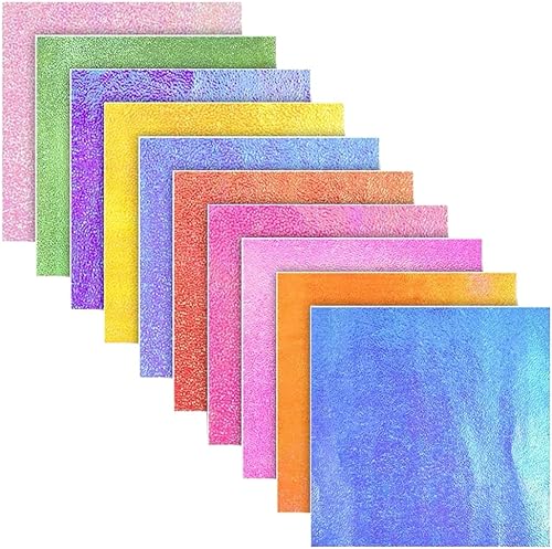 ccHuDE 100 piezas de papel iridiscente de origami de 3.9 x 3.9 in, papel de color vivo, purpurina brillante, manualidades, papel de origami, papel