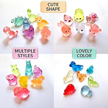 60PCS Mini Resin Animals Figures 60 Styles No Repeat, Glow in the Dark