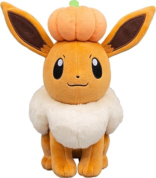 Pokemon Eevee Plush with Pumpkin - 8-Inch Eevee Plush with Unique Accessory