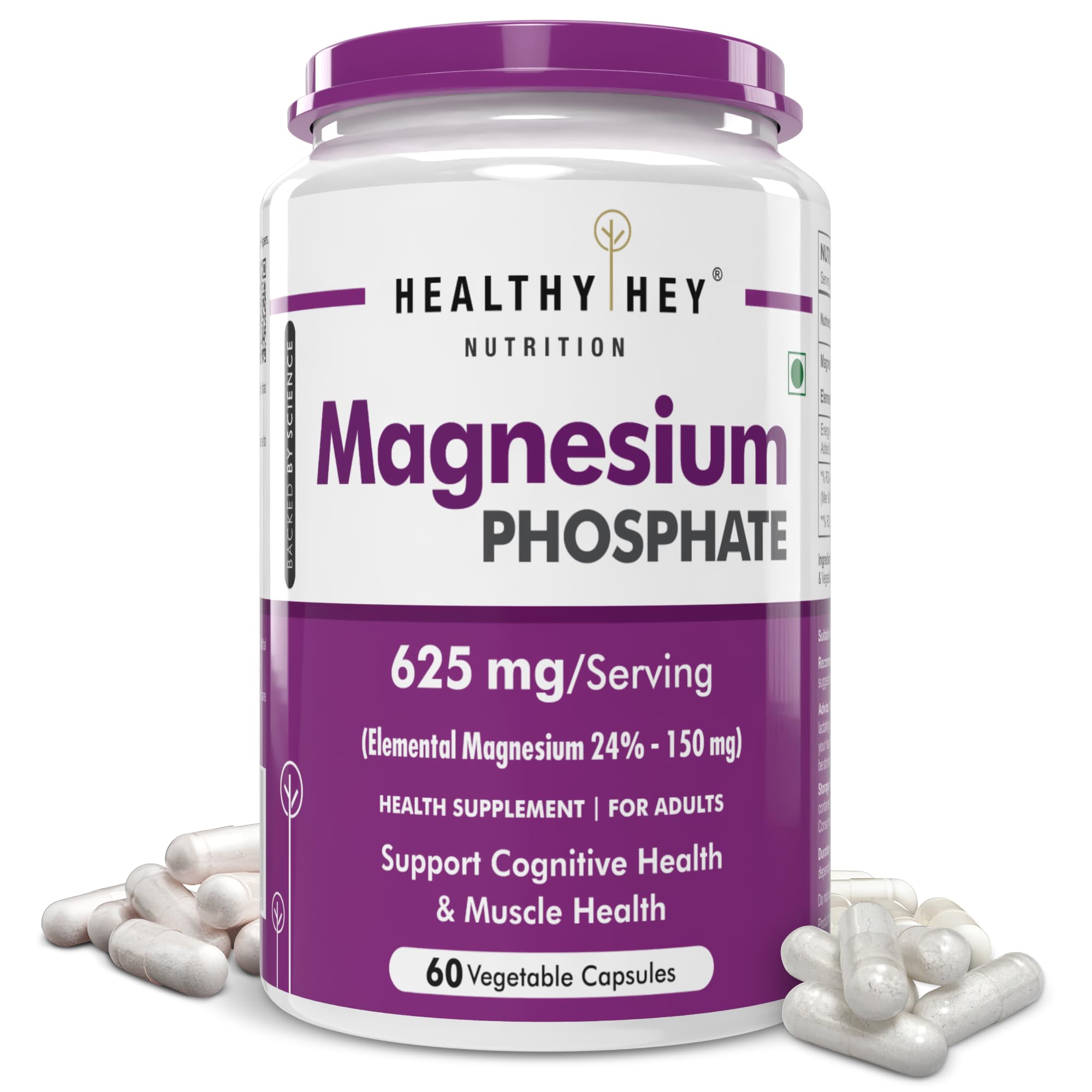HealthyHey Nutrition Magnesium Phosphate - 625mg/serving - 60 Vegetable capsules-image-37