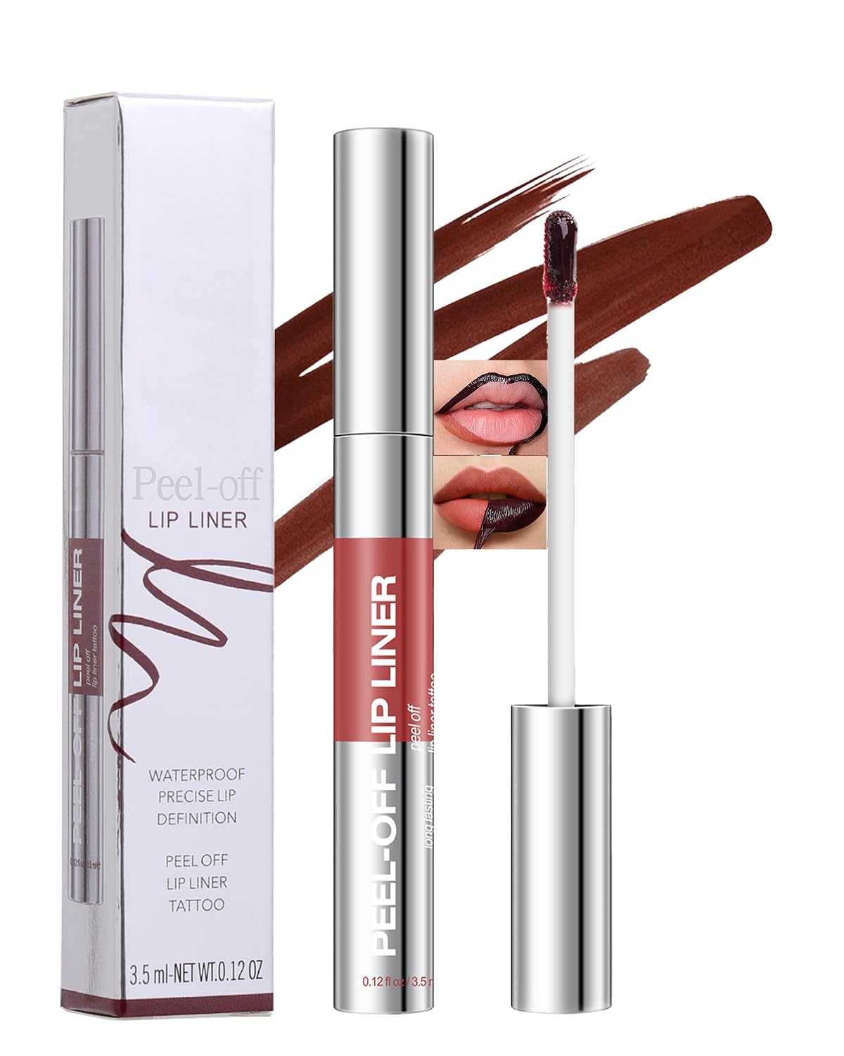 Peel Off Lip Liner Stain Tattoo,Matte Nude Lipstick Pink Lips Gloss Stain Peel Off Long Lasting Waterproof Lip Tint Stains for Women,Highly Pigmented Liquid Lipstick Lipgloss Red Color Makeup Gift-06