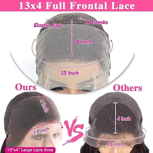 Miniatura 3 de GAEINO Pelucas de cabello humano lacio con encaje frontal para mujer, pelucas de cabello humano brasileño lacio prearrancado, densidad del 180%,