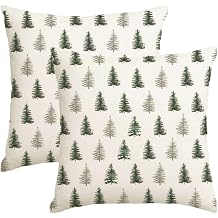 Christmas Pillow Covers 18x18 Set of 2,Green Christmas Tree Winter Outdoor