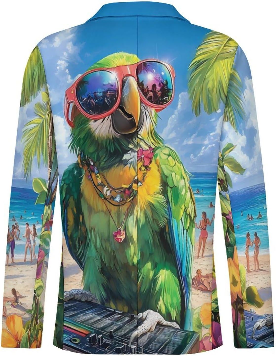 Funny Parrot Print Mens Casual Blazer Two Button Lightweight Sport Coat Suit Jacket