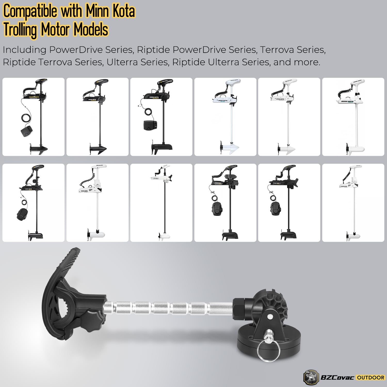 Kit Stabilisateur MKA-60 Pour Moteur électrique Minn Kota – Base Profilée, Bras Pliable