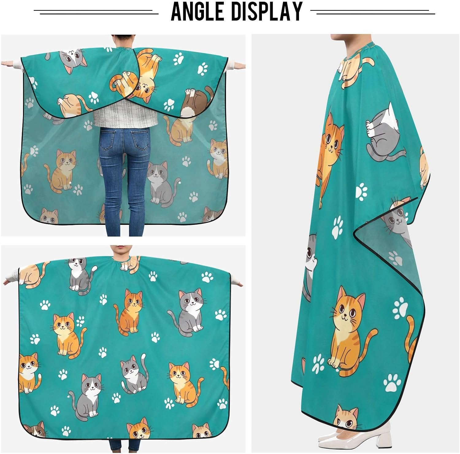 Cartoon Cats Hair Cut Cape Shampoo Capes Waterproof, Home Haircut Cape 64.9 in x 55.1 in