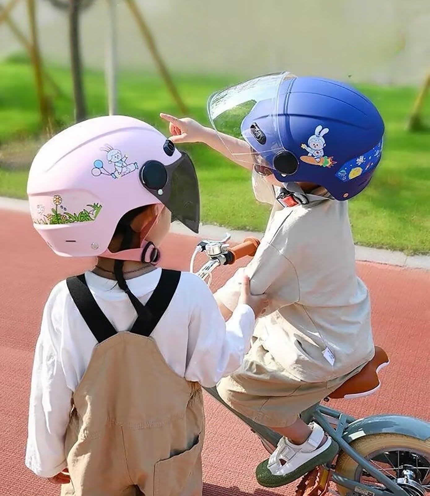 Casco Da Moto Per Bambini Con Orecchie Di Gatto, Casco Aperto Per Bici, Ciclomotore, Moto Da Cross, Scooter, Go-Kart, Bicicletta, ATV, Per Ragazzi E Ragazze Dai 3 Ai 14 Anni C,48-56cm