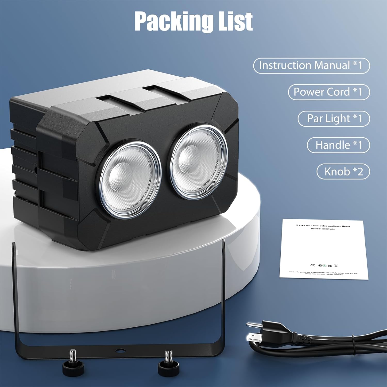Package contents of DazzlingStage COB LED Par Light