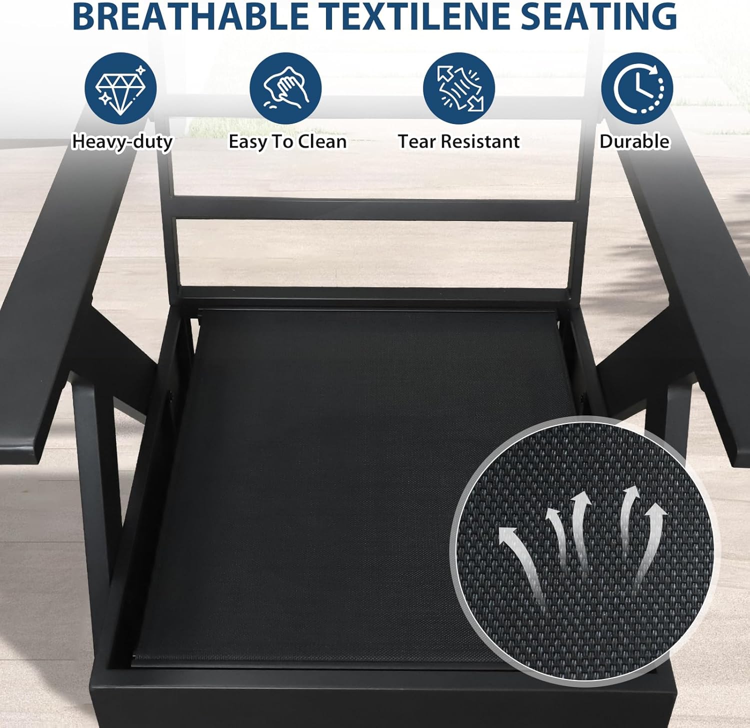 COOS BAY Iron Luxe 3 Piece Outdoor Bistro Set with Patio Chairs and Side Table, Modern Patio Furniture for Balcony Deck Garden, Black/Beige