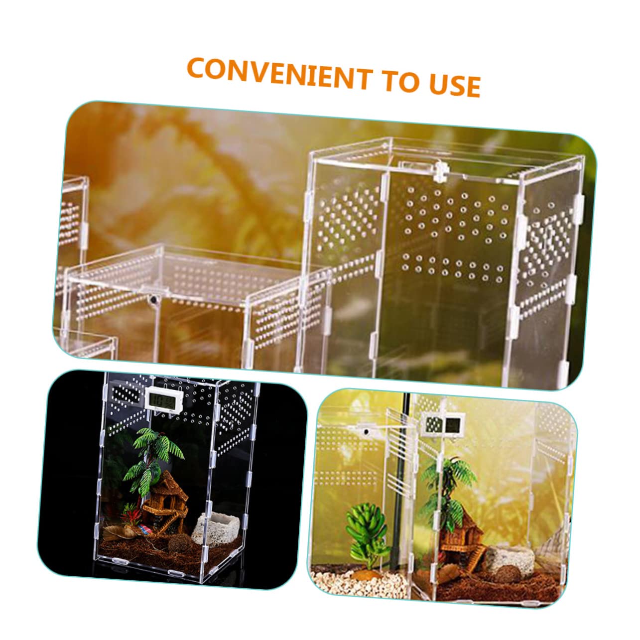IMIKEYA Cage De Transport Transparente pour Reptiles Nichoirs pour Reptiles Accessoires pour Terrariums Bacs Alimentation pour