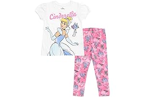 Princess Frozen Moana Little Mermaid Floral Girls T-Shirt & Leggings Outfit Set...