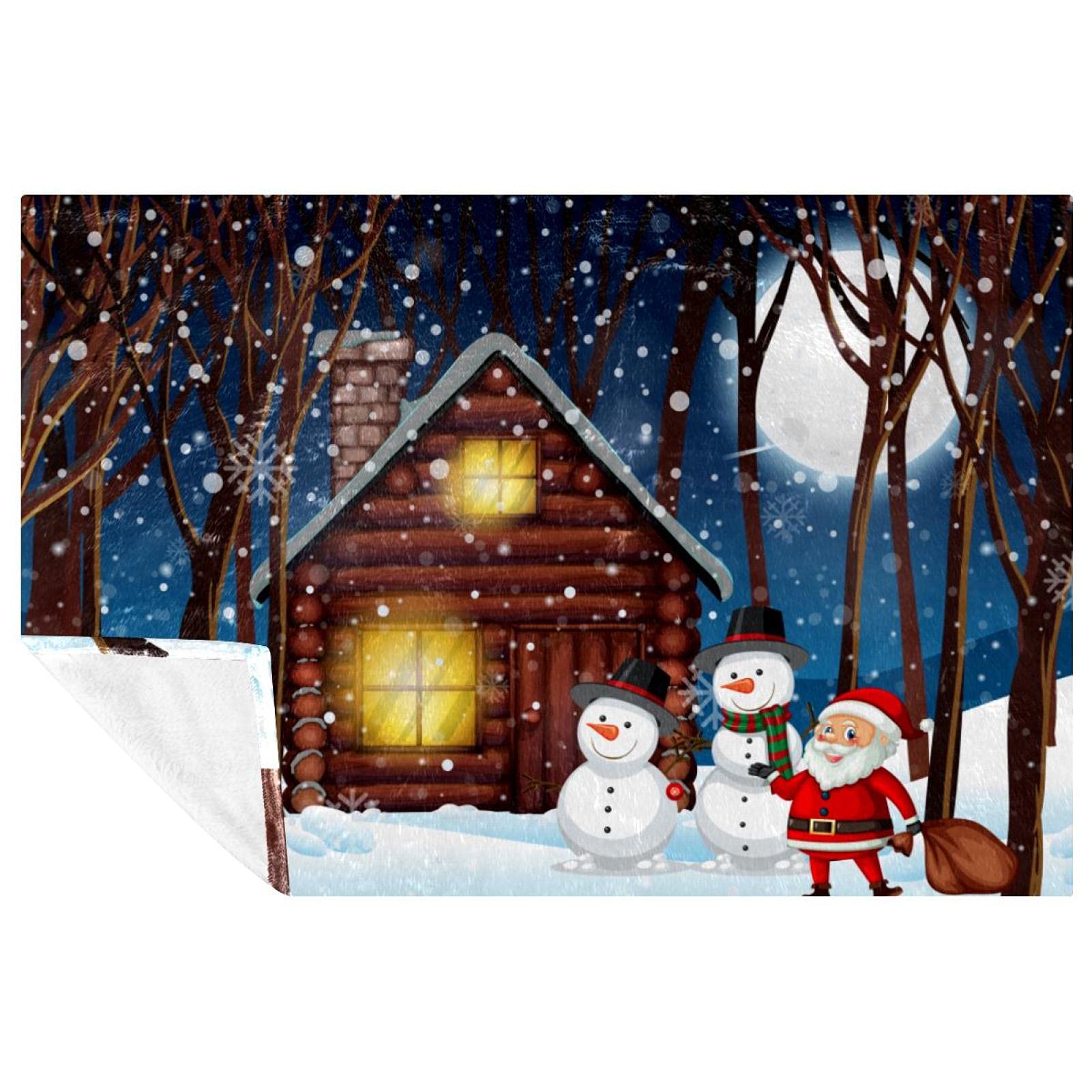 Couverture chaude plaid canapé lit motif hivernal 150x100 cm pour camping et pique-nique