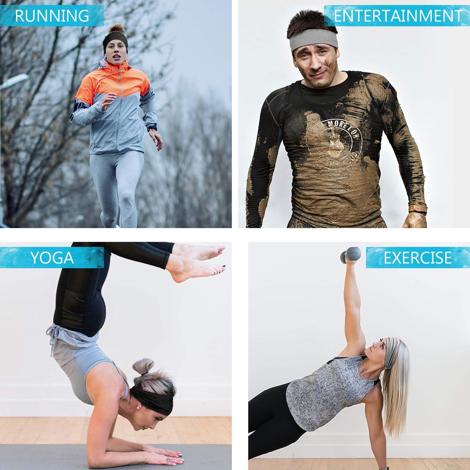 Workout Headband for Women & Men - Wide, Moisture Wicking & Non-Slip Exercise Hairband or Sports Sweatband - Keep Your Hair in Place - Performance Stretch & Ideal for Running & Yoga 2