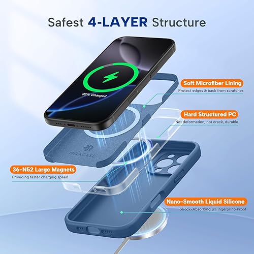 Miniatura 295 de Miracase Funda diseñada para iPhone 13 Pro Max con protector de pantalla, [forro de microfibra suave antiarañazos], funda protectora de silicona