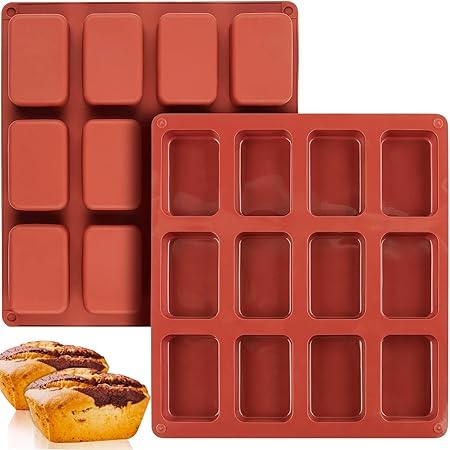 SEQIAS Silicone Mini Loaf Pan, 2PCS Non-Stick Mini Bread Pan, 12-Cavity ...