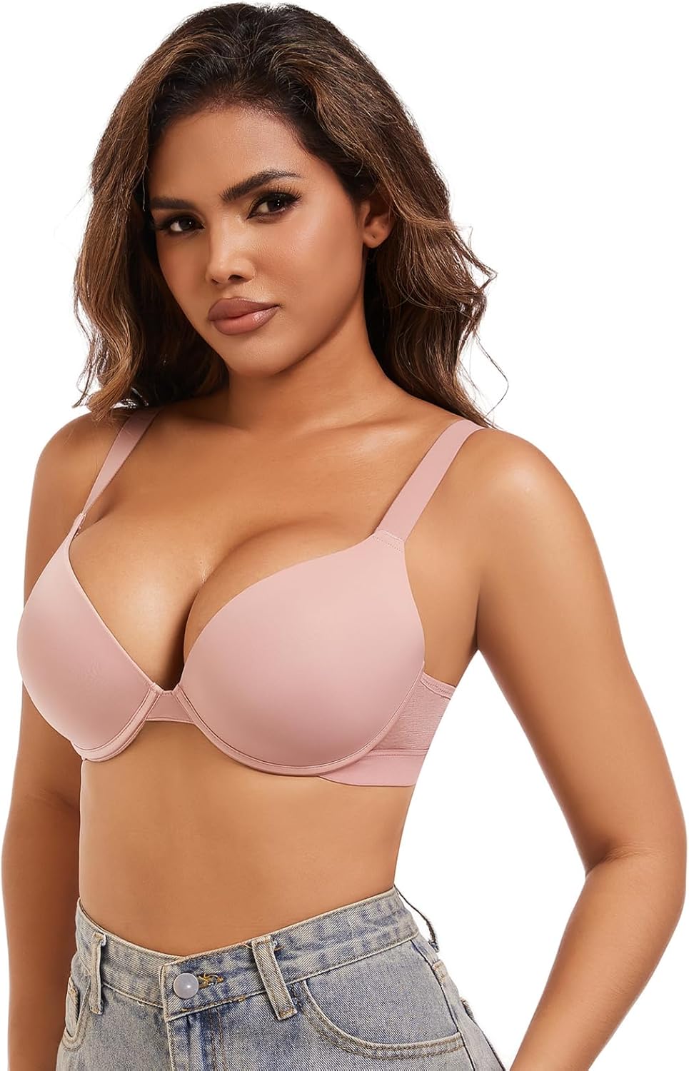 Women's Push Up Bra Underwire Support Deep V Sexy Comfort Everyday Bras