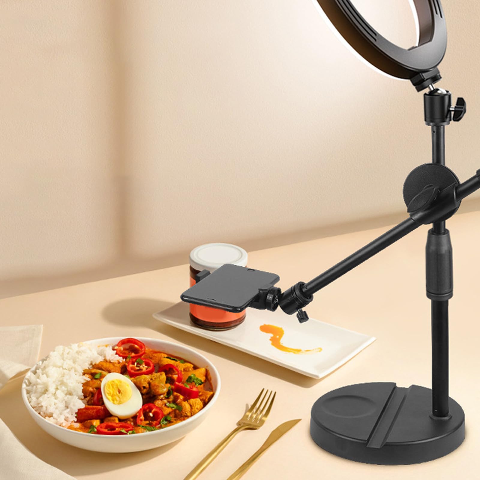 ibasenice Soporte para Teléfono Móvil Ajustable 360° con Base Pesada Negra