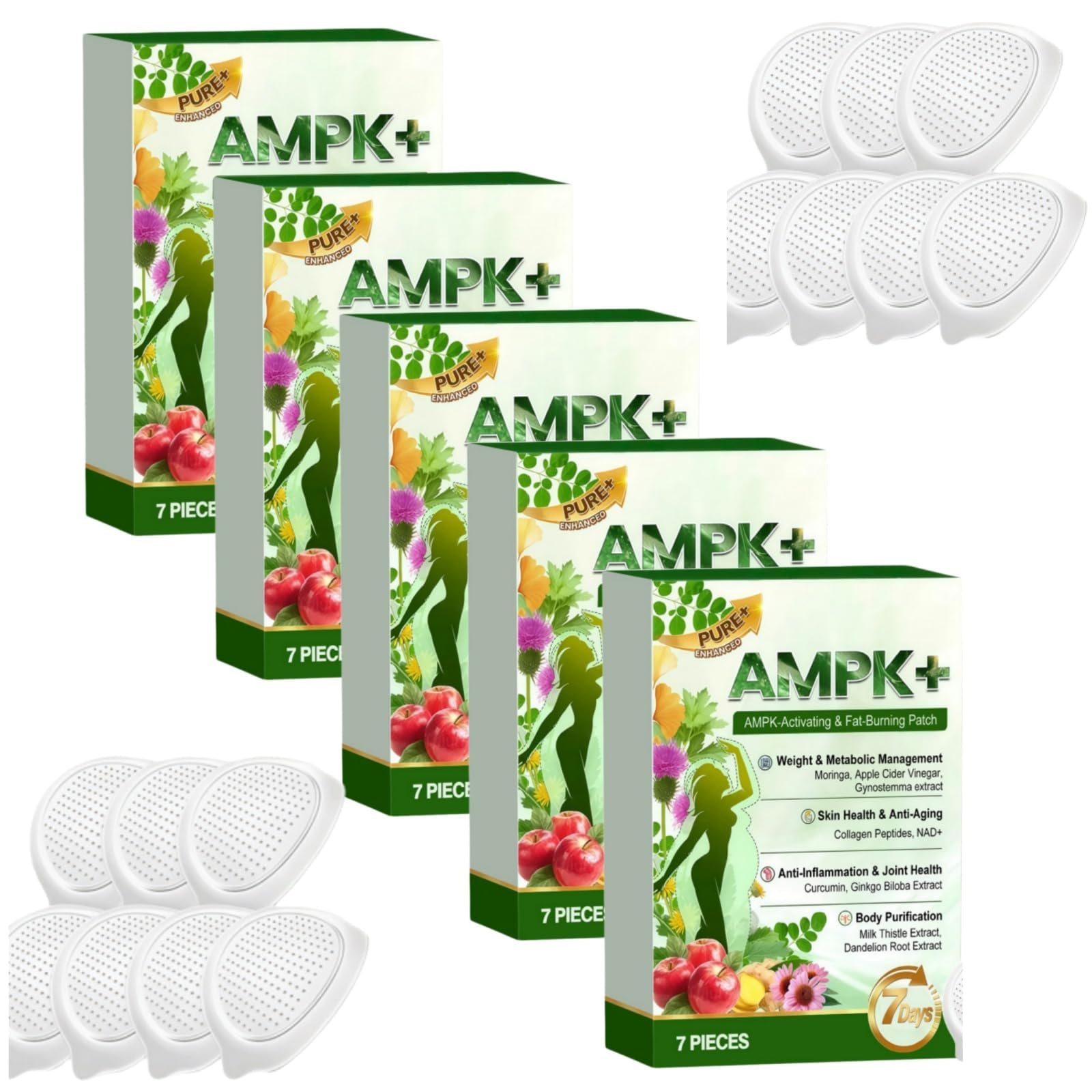 Moringa x Berberine Patch 10 en 1, Nano Microneedle Minceur, Ingrédients Naturels, Facile à Appliquer, Invisible Sous les Naturel au Moringa & Berberine,Raffermissement et brule graisse