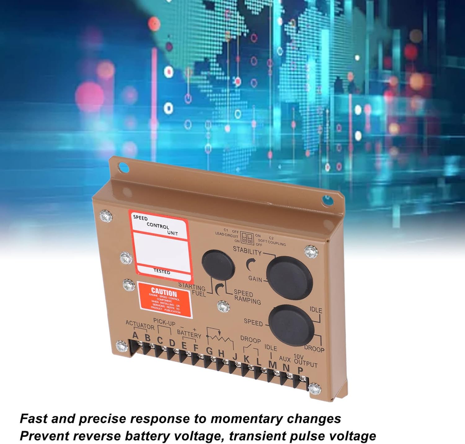 Engine Speed Controller Governor, ESD5520E 12V 24V DC Electronic Engine Speed Controller, Adjustable Speed Regulator Board Aluminum Alloy Generator Genset Parts for Motor Speed
