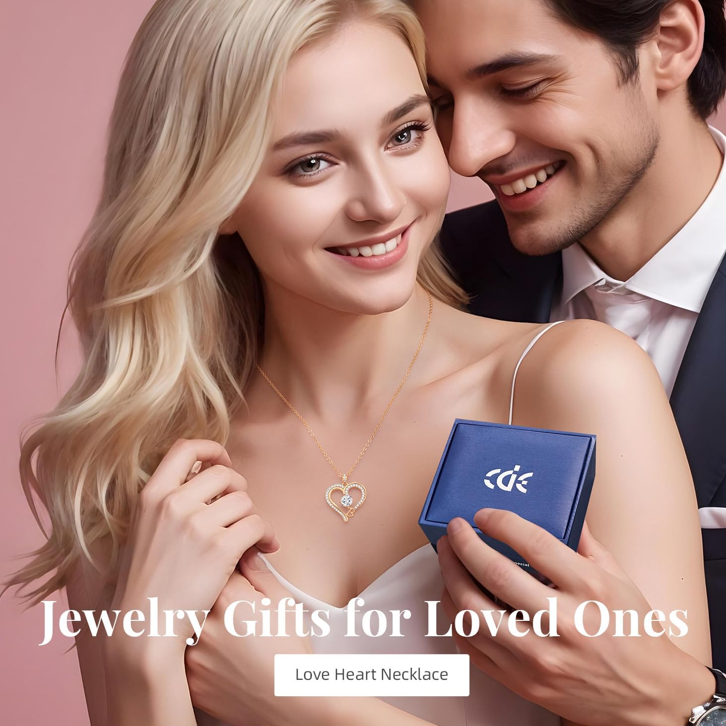 CDE Initial Necklaces for Women, Rose Gold A-Z Letter Heart Pendant Jewelry Gifts for Wife Mom Girlfriend Lady Her - Image 2