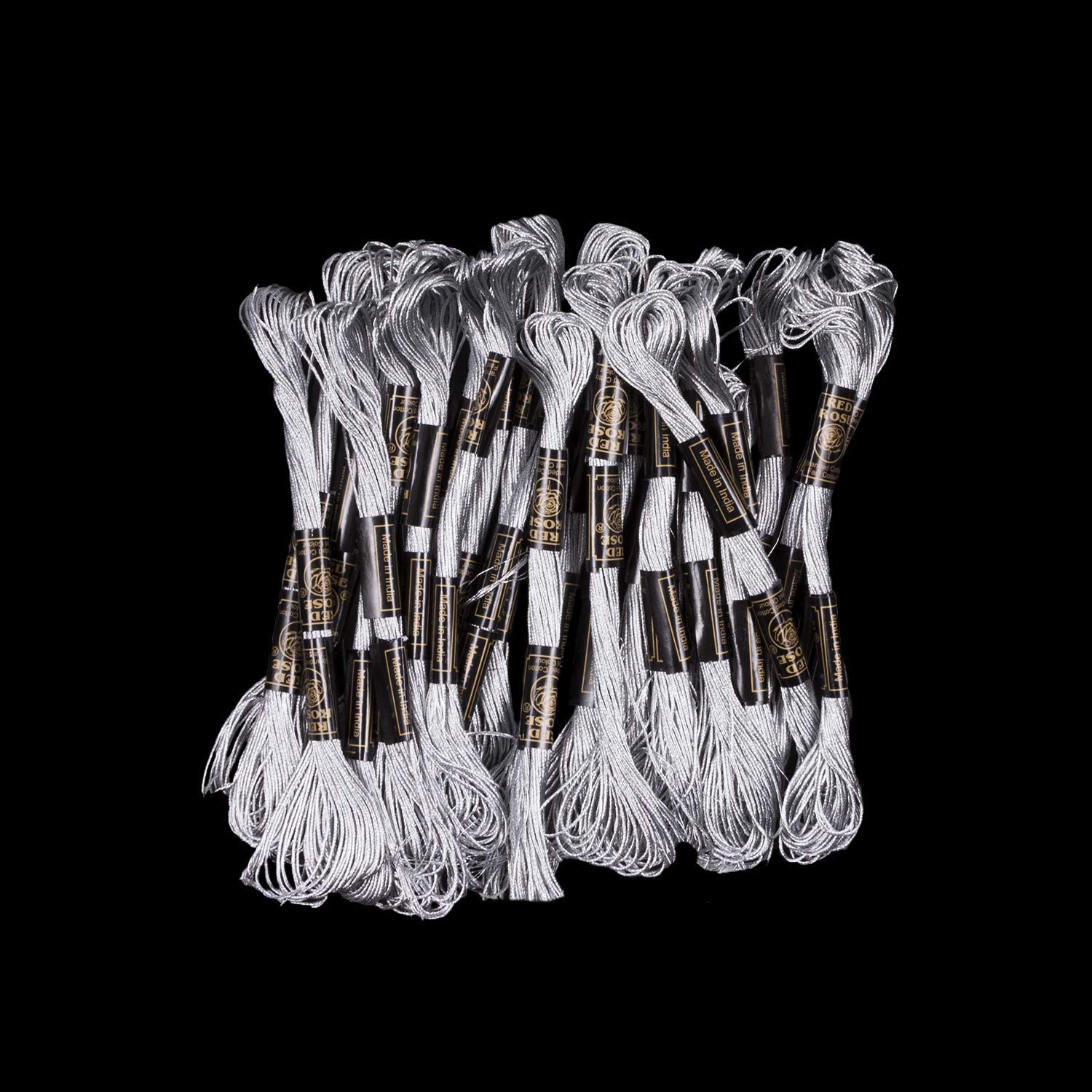 RSP Quality bitRSP Quality bit® Mettalic Hand Embroidered Cotton Thread Skeins Set for Craft & Projects (Silver, Pack of 25)