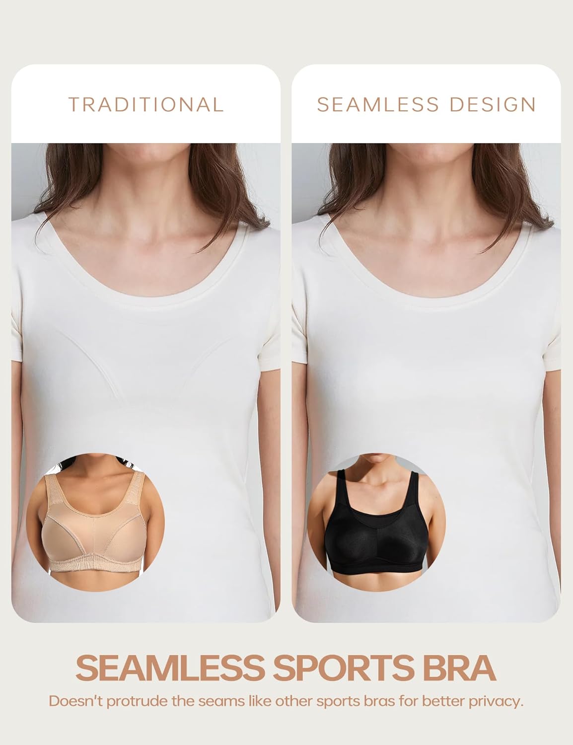 Wingslove High Impact Sports Bras for Women Seamless Full Coverage High Neck Workout Bra - Image 3