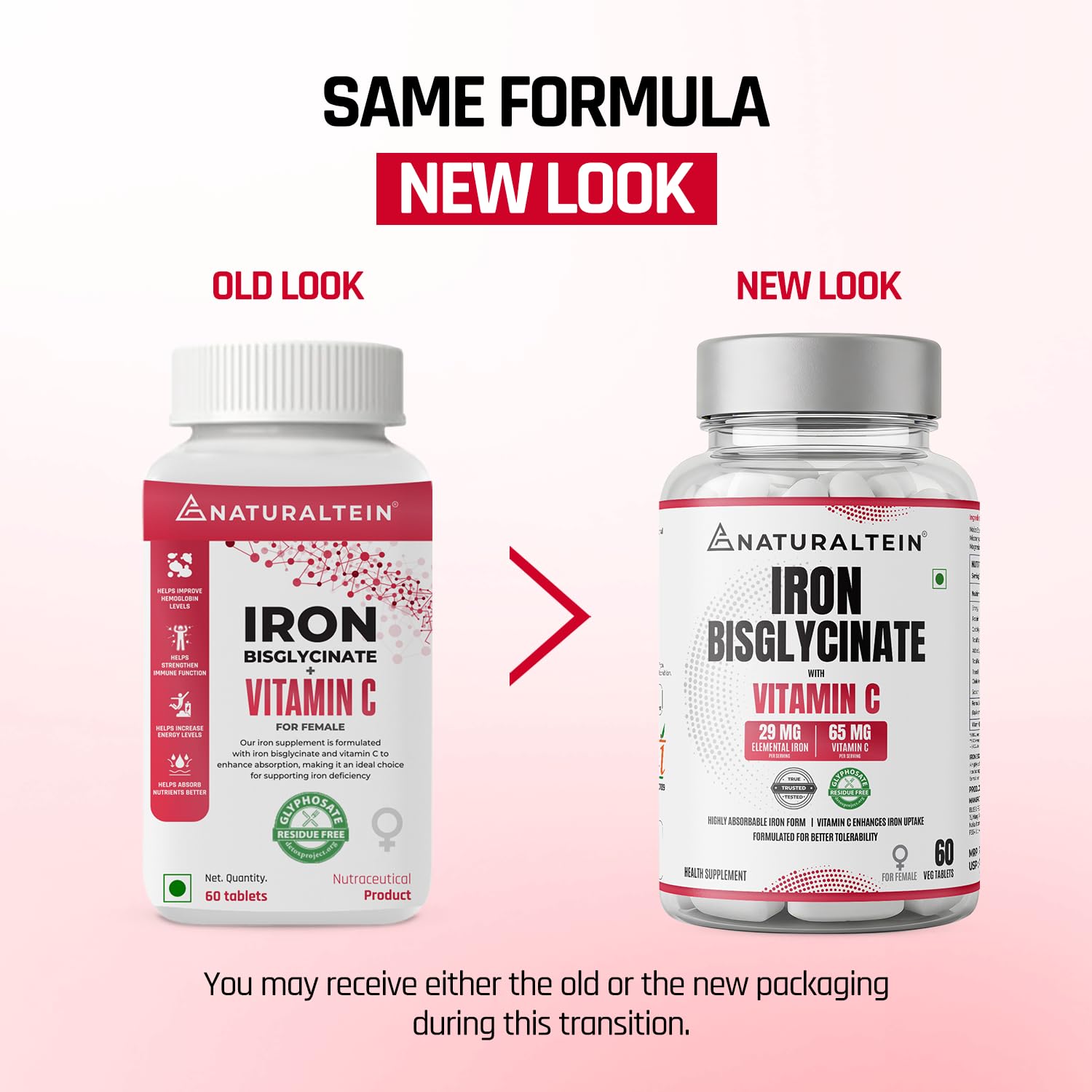 NATURALTEIN Iron Bisglycinate with Vitamin C – 60 Tablets | 29 mg Elemental Iron | Gentle on Stomach | Supports Women’s Energy, Vitality & Healthy Blood Levels 4