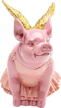 Kare Design Money Box Flying Pig Pink 17 cm Height Piggy Bank Pig Motif Handmade Living Room