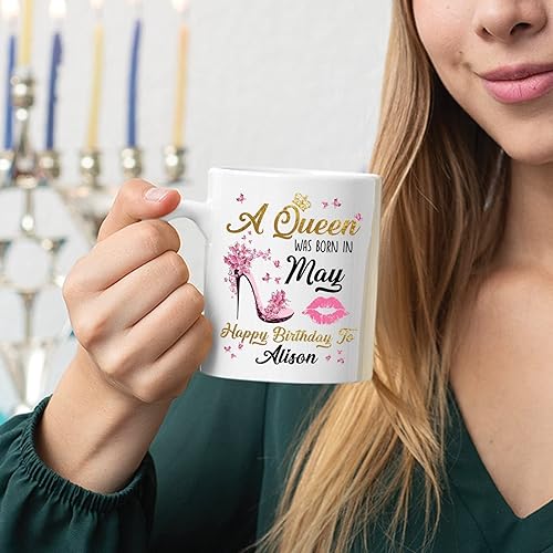 Miniatura 4 de Taza de té de cumpleaños personalizada  A Queen Was Born  Taza de café personalizada de cerámica de cumpleaños para mujeres  Regalo personalizado de