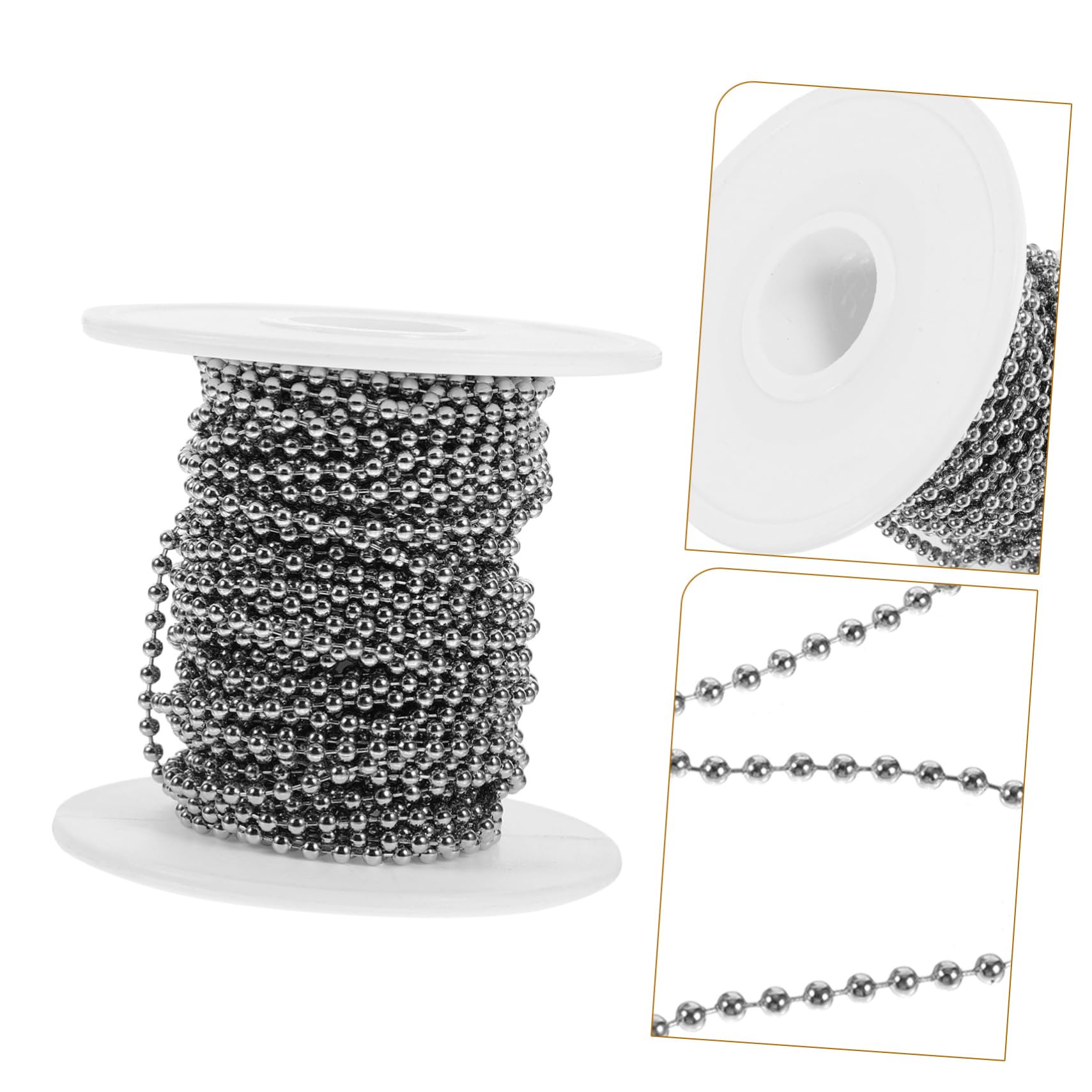 SHINEOFI 3 10 10m Lunghezza Catena in Acciaio Inossidabile 2.4mm Catena di Perline di Metallo Creazione di Gioielli Corda Artigianato Decorazione Creazione di Gioielli